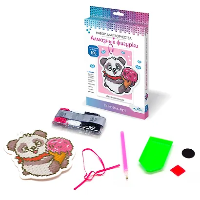 Набор алмазных фигурок с магнитом и ленточкой "Веселая панда" - фото 2