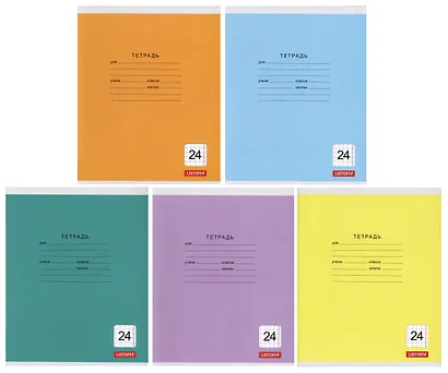 Тетрадь в клетку Listoff, "Однотонная серия", 24 листа, в ассортименте - фото 1