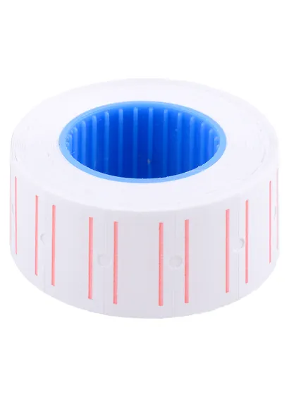 Лента для этикет-пистолета 21*12мм 600шт/рул., белая с красн.полосой - фото 1