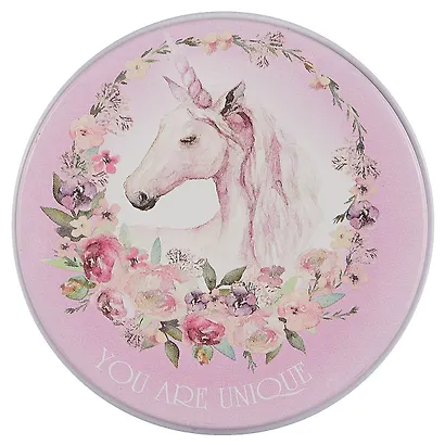 Шкатулка круглая Единорог You are unique (металл) (7,5см) - фото 3