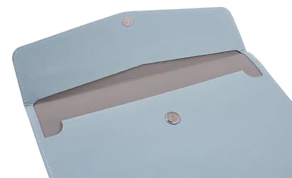 Папка-конверт на кнопке А4, голубой кожзам, Schiller - фото 3