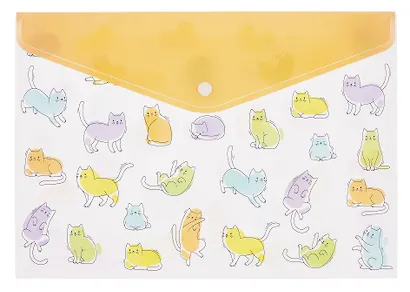 Папка-конверт А4 на кнопке "Веселые коты" - фото 1