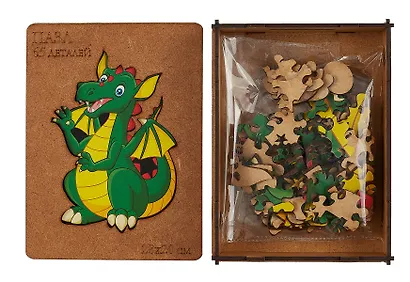 Пазл-копилка "Дракон зеленый", 28х20 см (65 деталей) - фото 2