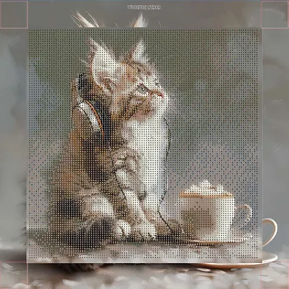 Алмазная мозаика "Котик меломан" 30*30 см - фото 1