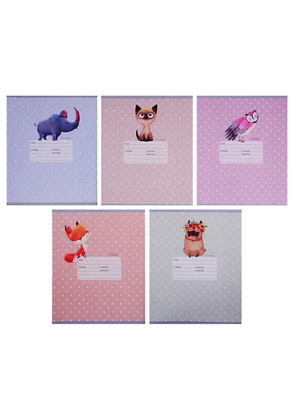 Тетрадь в клетку Unnika, "Зверушки (графика)", 12 листов, в ассортименте - фото 4