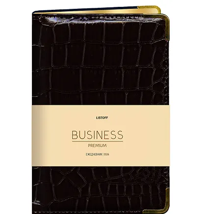 Ежедневник датированный 2026 год, А5, 176 листов, "Business Premium. Grand croco", черный - фото 4
