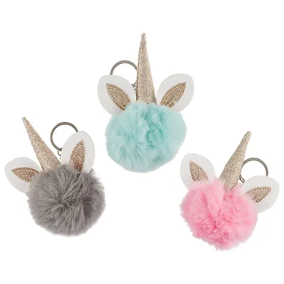 Брелок-помпон с ушками и рогом (иск.мех) (12см) (12-1039B-A003) - фото 2