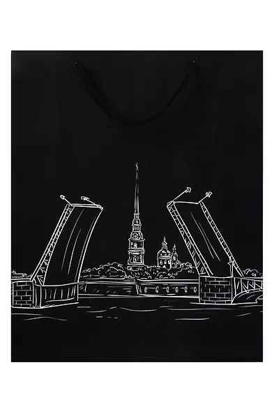 Пакет А4 32*26*10 СПб "Мосты Санкт-Петербурга" нейтр., бум.мат.ламинат - фото 2