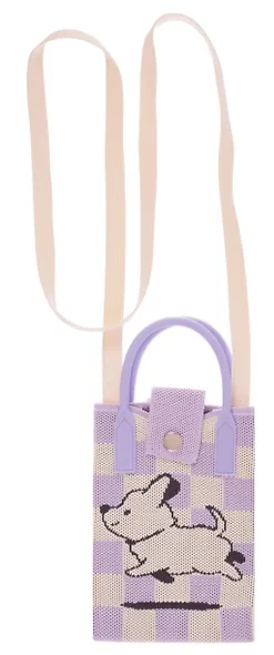 Сумочка вязаная с застежкой Собачка (клетка) (12х18х6) (текстиль) - фото 4