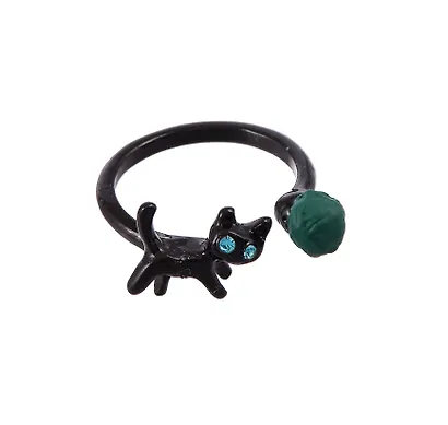 Колечко «Котик с клубком», зеленый, металл, Lafilaf - фото 4