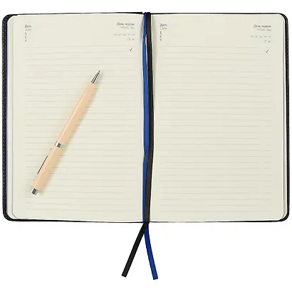 Ежедневник недат. А5 160л "Бакстер" черный, кожзам, тв.переплет, обложка поролон, перфорация, тонир.блок, ляссе - фото 3