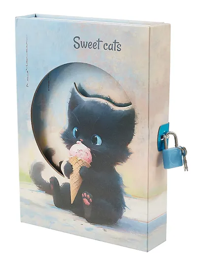 Записная книжка А6+ 50л "Чувиляева. Sweet cat" в коробке с замочком - фото 2