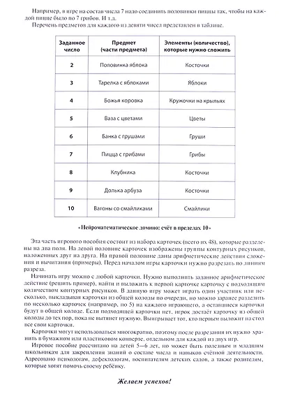 Нейроматематическое домино: Состав числа. Счет в пределах 10. Профилактика и коррекция трудностей... - фото 2