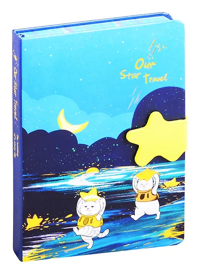 Блокнот с фигурной магнитной застежкой-звездочкой Кот со звездой (256стр) (13х19) - фото 1