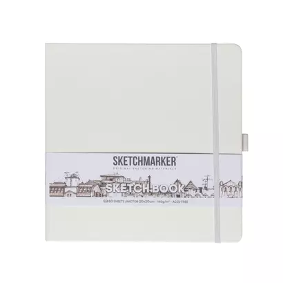 Скетчбук 20*20 80л "Sketchmarker" белый, 140г/м2, слоновая кость, тв.обл. - фото 1