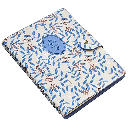 Тетрадь А5 96л кл. "Diary" молочный, иск.кожа, мягк.переплет, полускр.спираль, нашивка с блинт.тиснением, кнопка - фото 2