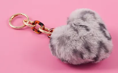 Брелок-помпон «Сердце Леопардовый принт», искусственный мех, 10 х 5 - фото 2