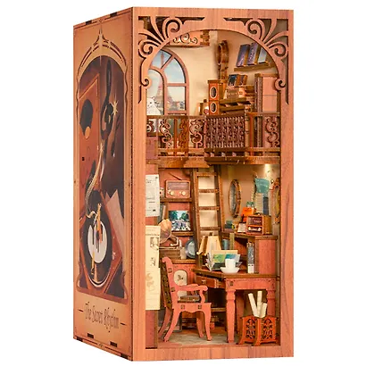 SZ03 Конструктор интерьерный  – сборный домик CuteBee - Секретный Ритм, 355 деталей (материалы: дерево, картон, пластик, металл), со световыми эффектами (подсветка интерьера), с питанием от 2хААА батареек (не включены), серия DIY, возраст 14+ - фото 2