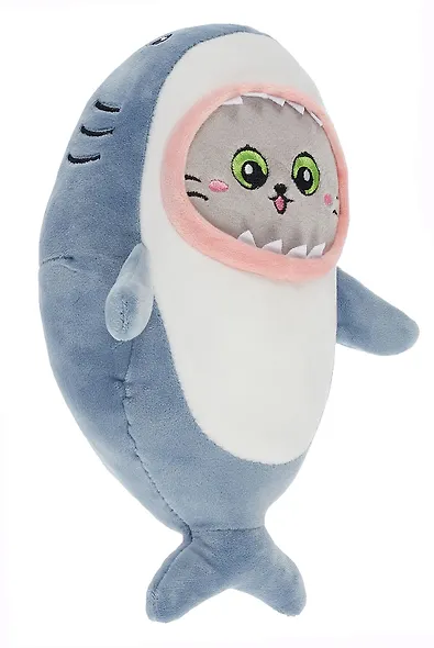 Мягкая игрушка Котик-акула, 30см серый - фото 2