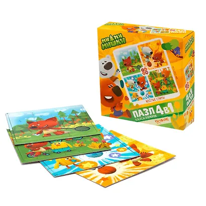 Пазл ORIGAMI Набор.4в1 9-16-25-36эл. "МиМиМишки. Веселые старты" 03513 - фото 6