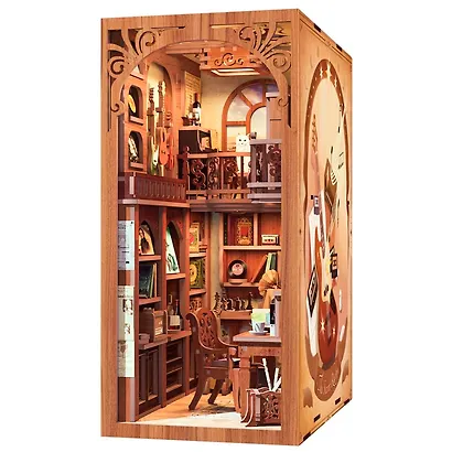 SZ03 Конструктор интерьерный  – сборный домик CuteBee - Секретный Ритм, 355 деталей (материалы: дерево, картон, пластик, металл), со световыми эффектами (подсветка интерьера), с питанием от 2хААА батареек (не включены), серия DIY, возраст 14+ - фото 9