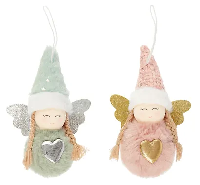 Новогоднее подвесное украшение Девочка-помпончик с сердечком (текстиль) (8см) (12-06277-NY-22) - фото 1