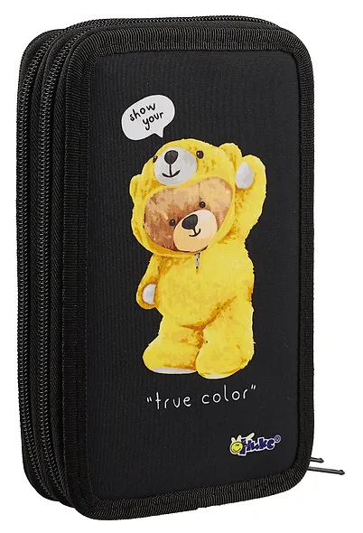 Пенал 2 отделения "Мишка Кря" 19*11, молния, ткань - фото 2