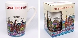 Кружка фарфор матовая Санкт-Петербург. Пиктограмма  цветной рисунок - фото 1