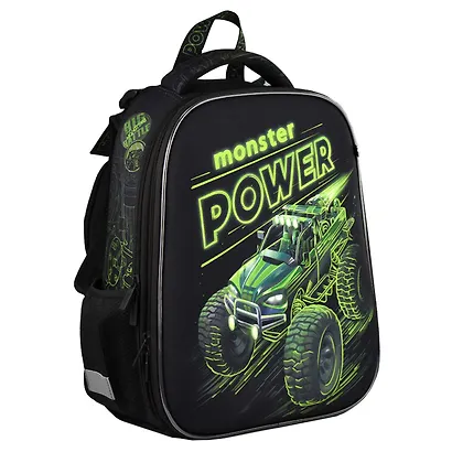 Ранец "МОНСТР-ТРАК" 2отд., 37*27*13см, 2 кармана, полиэстер, водоот. ткань, светоотр. элементы, 3 кармана - фото 2