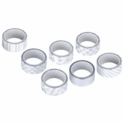 Клейкие WASHI-ленты для декора с фольгой СЕРЕБРИСТЫЕ, 15 мм х 3 м, 7 шт., рисовая бумага, ОСТРОВ СОКРОВИЩ, 661713 - фото 4