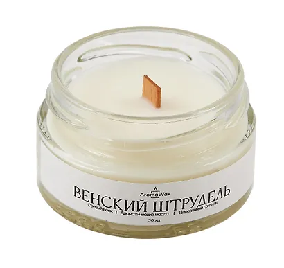 Свеча ароматическая в стеклянной баночке Венский штрудель (50 мл) (AromaWax) - фото 2