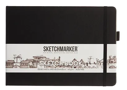 Скетчбук 21*14, 80 листов "Sketchmarker" черный, нелинованный, 140г/м2, слоновая кость - фото 4