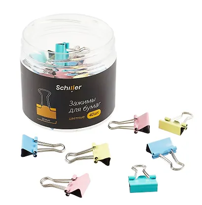 Зажимы для бумаг 15мм 40шт цветные, пласт/уп - фото 2