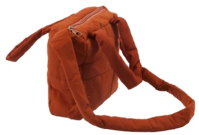 Сумочка дутая коричневая (текстиль) (20х20) (12-Jigi-2) - фото 5