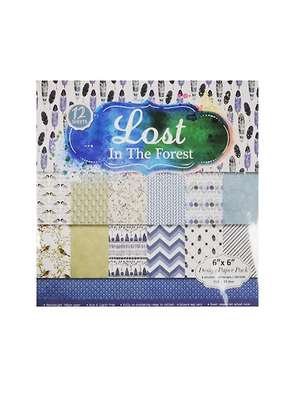Бумага для скрапбукинга (15х15) (двусторонняя) (12 дизайнов) (12 листов) Lost in the forest - фото 1