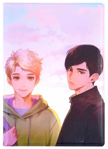 Обложка для паспорта Аниме Синтонимы Два друга и облака (цветн) (Медина Мирай) (ПВХ бокс) (ОП2022-389) - фото 1