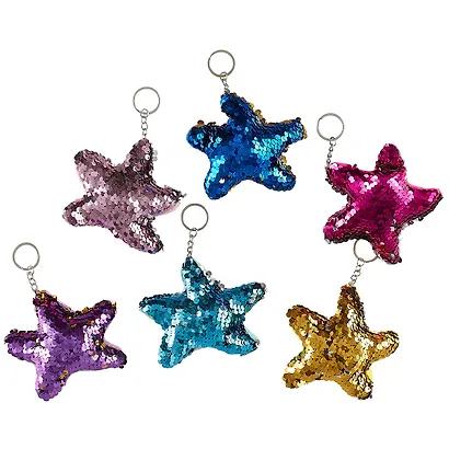 Брелок с пайетками Морская звезда (текстиль) - фото 3