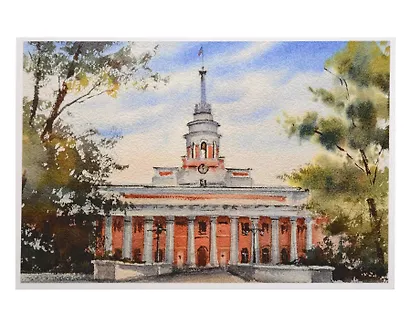 Открытка Ижевск акварель Главный корпус оружейного завода - фото 1