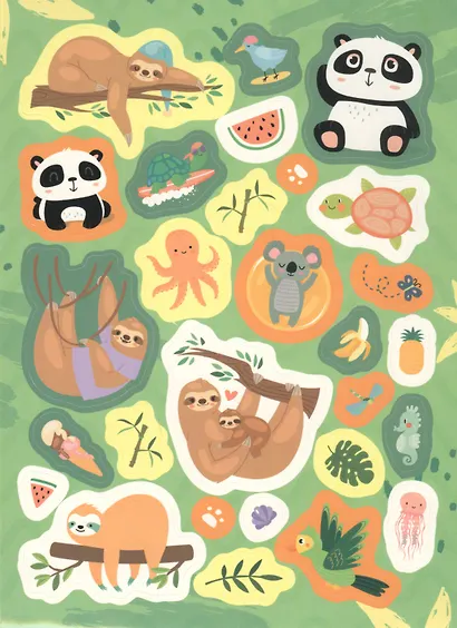 Ленивцы и панды. 100 наклеек - фото 2