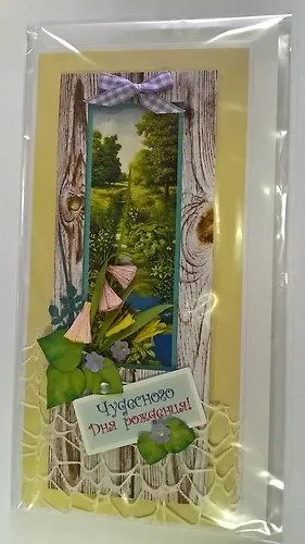 Открытка ручной работы 20*10см, Женская зелёная - фото 1