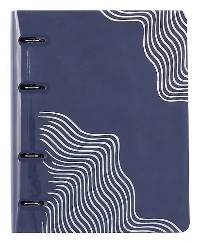 Тетрадь 120л кл. "FOLGA. 7" на кольцах, смен.блок, обл. кож.зам, тиснение серебр.фольгой - фото 1