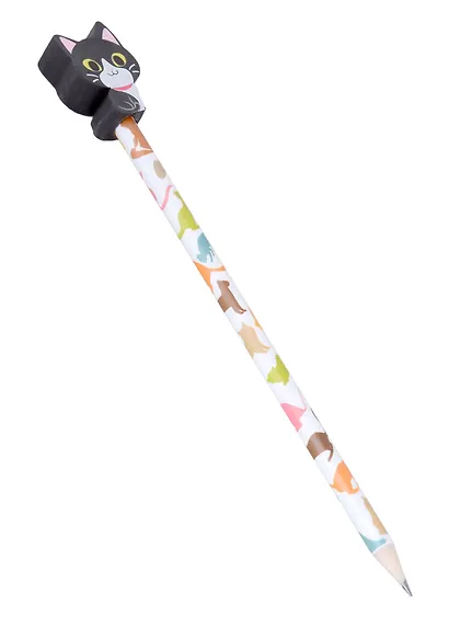 Карандаш School Tools, "Кот", чернографитный HB с ластиком, в ассортименте - фото 3