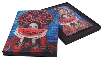 Ежедневник недат. А5 120л "Наппа. Маргарита Карева, арбуз" кожзам, мягк. переплет, тисн.фольгой, офсет, справ.мат-лы, ляссе, инд.уп - фото 3