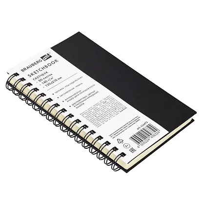 Скетчбук А5, 80 листов "Croco" черный, 140г/м2, слоновая кость, кожзам, гребень - фото 4