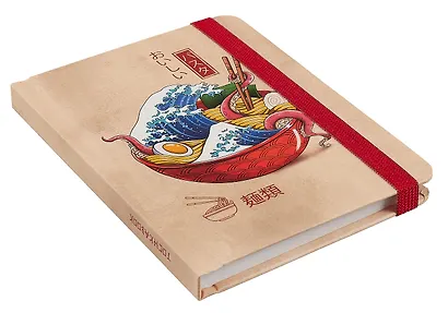 Книга для записей А6 64л тчк. "РАМЕН С ВОЛНОЙ В КАНАГАВЕ" 7БЦ, фикс.резинка - фото 2