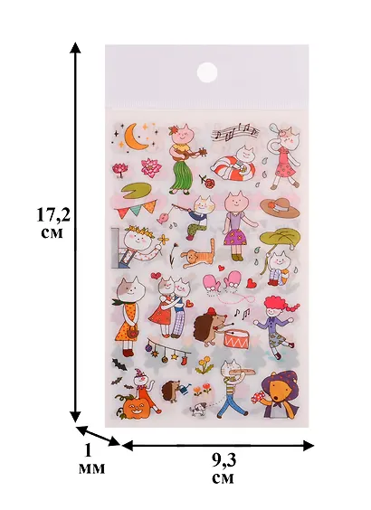 Наклейки бумажные Музыкальные коты, 9*14, (6 листов) - фото 2