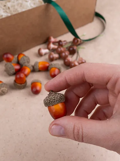 Набор Искусственный декор Грибочки на проволочке, 2 см, 12шт микс (орр)+Искусственный декор Желуди 3см*10шт (орр) - фото 6