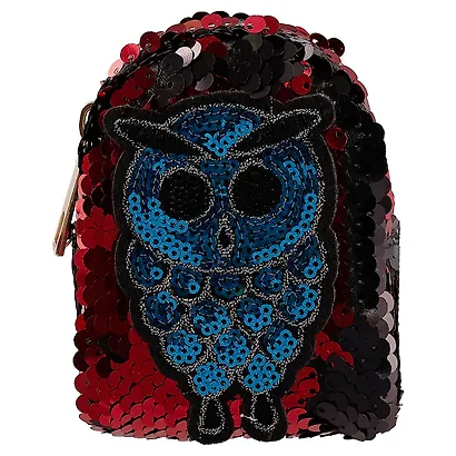Сумочка-рюкзачок на молнии с пайетками Сова (10см) (ПВХ бокс) - фото 3