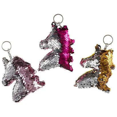 Брелок с пайетками Голова единорога (текстиль) - фото 3