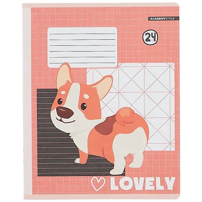 Тетрадь в клетку Academy Style, "Мой любимый корги", 24 листа, в ассортименте - фото 3
